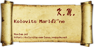 Kolovits Marléne névjegykártya